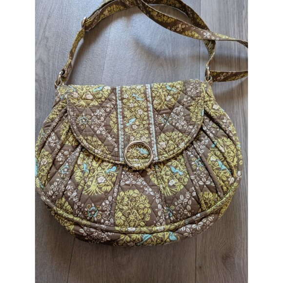Vera Bradley Quilted Shoulder Bag Saddle Up Sitting in a Tree Brown/Yellow - Picture 3 of 7